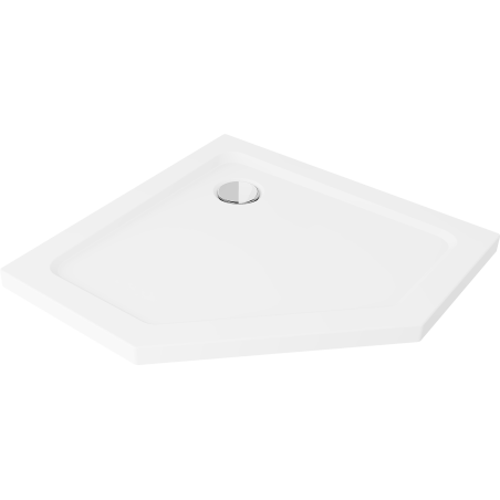 Mexen Flat päťuholníkový sprchový kút slim 100 x 100 cm, biely, sifón chróm - 41P101010