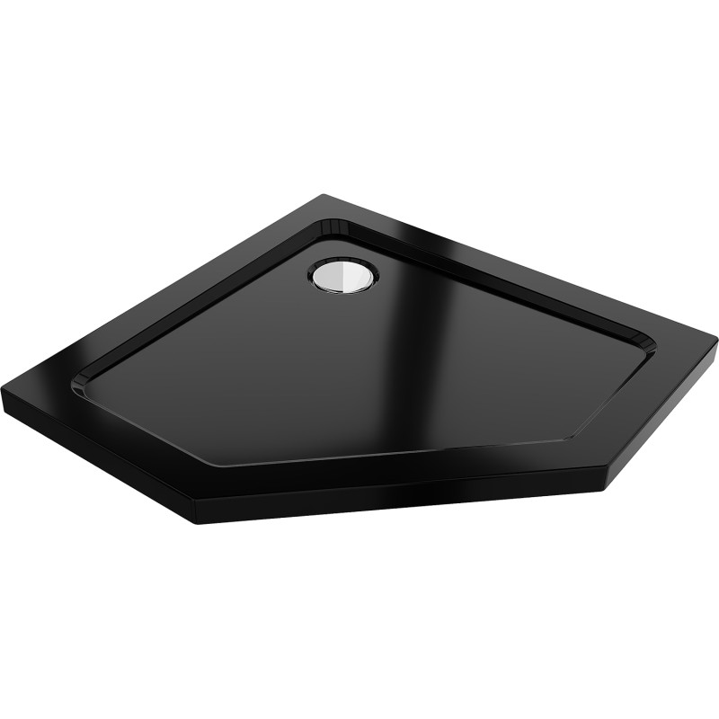 Mexen Flat pentagonálna vanička slim 100 x 100 cm, čierna, sifón chróm - 41P701010