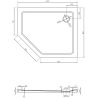 Mexen Flat päťuholníkový sprchový kút slim pravý 100 x 80 cm, biely, chrómový sifón - 41P108010R