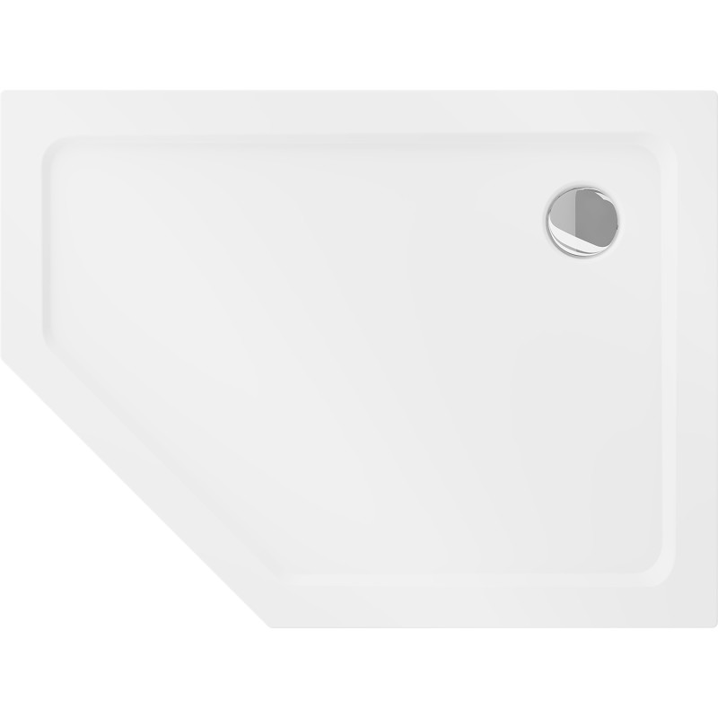 Mexen Flat pätbokový sprchovací kút slim pravý 100 x 90 cm, biely, sifón chróm - 41P109010R