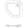 Mexen Flat päťuholníkový sprchový kút slim 90 x 90 cm, biely, sifón chróm - 41P109090