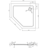 Mexen Flat pentagonálna vanička slim 100 x 100 cm, čierna, sifón chróm - 41P701010