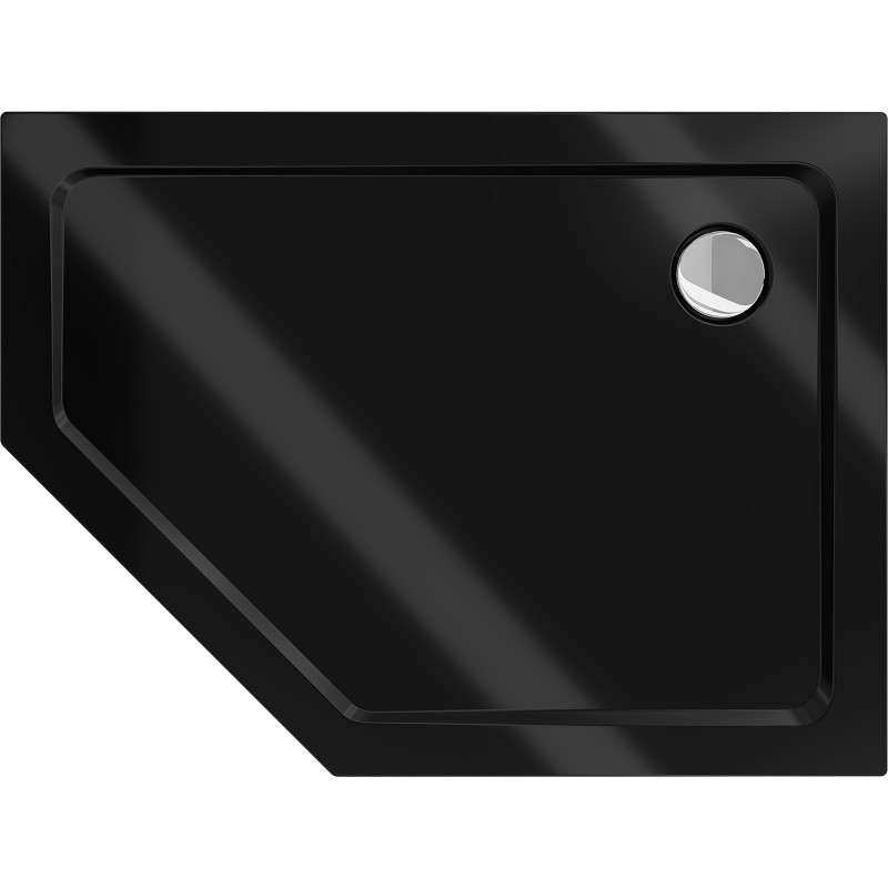 Mexen Flat štvrťkruhový sprchový kút slim pravý 90 x 80 cm, čierny, sifón chróm - 41P708090R
