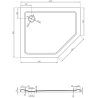 Mexen Flat päťuholníkový sprchový kút slim ľavý 100 x 80 cm, čierny, sifón chróm - 41P708010L