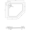 Mexen Flat päťuholníkový sprchový kút slim ľavý 100 x 90 cm, čierny, sifón chróm - 41P709010L