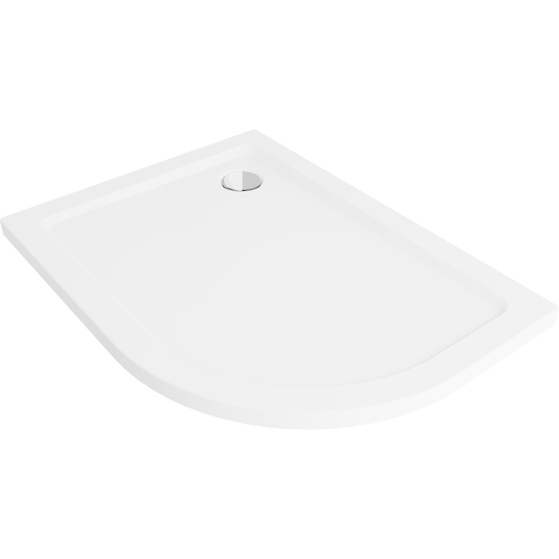 Mexen Flat polkruhová sprchová vanička slim ľavá 90 x 80 cm, biela, sifón chróm - 41108090L