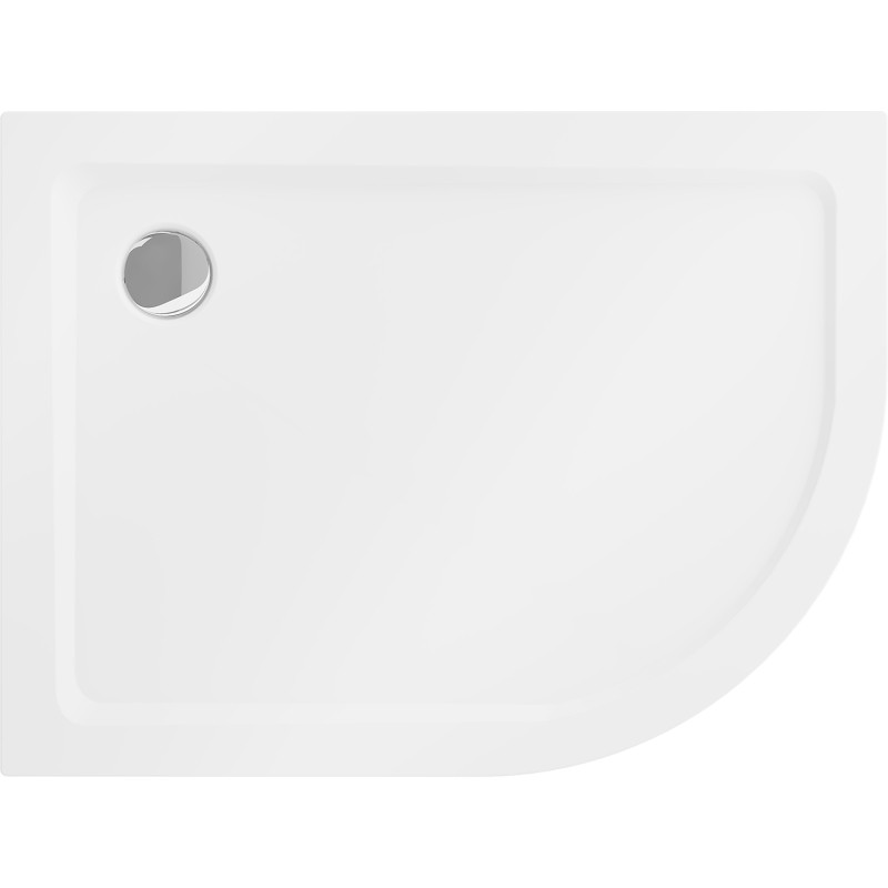 Mexen Flat polokruhový sprchový kút slim ľavý 100 x 80 cm, biely, sifón chróm - 41108010L