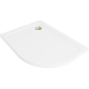 Mexen Flat polkruhový sprchový kút slim ľavý 90 x 80 cm, biely, sifón zlatý - 41108090L-G