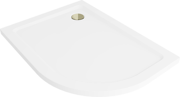 Mexen Flat sprchová vanička polkruhová slim ľavá 120 x 80 cm, biela, sifón zlatý - 41108012L-G