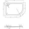 Mexen Flat polokruhový sprchový kút slim ľavý 120 x 90 cm, biely, čierny sifón - 41109012L-B