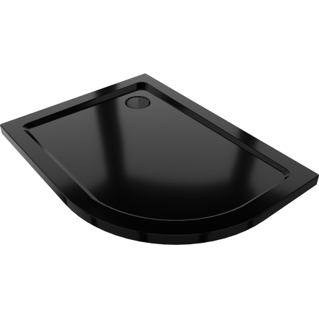 Mexen Flat polkruhový sprchový kút slim ľavý 90 x 80 cm, čierny, sifón čierny - 41708090L-B
