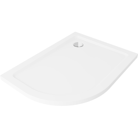 Mexen Flat sprchová vanička polkruhová slim pravá 90 x 80 cm, biela, sifón chróm - 41108090P