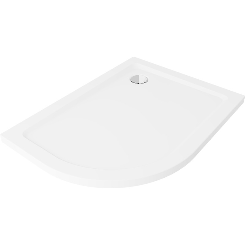 Mexen Flat sprchová vanička polkruhová slim pravá 120 x 90 cm, biela, sifón chróm - 41109012P