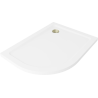 Mexen Flat sprchová vanička polkruhová slim pravá 90 x 80 cm, biela, sifón zlatý - 41108090P-G