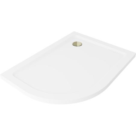 Mexen Flat štvrťkruhový sprchovací kút slim pravý 120 x 80 cm, biely, zlatý sifón - 41108012P-G