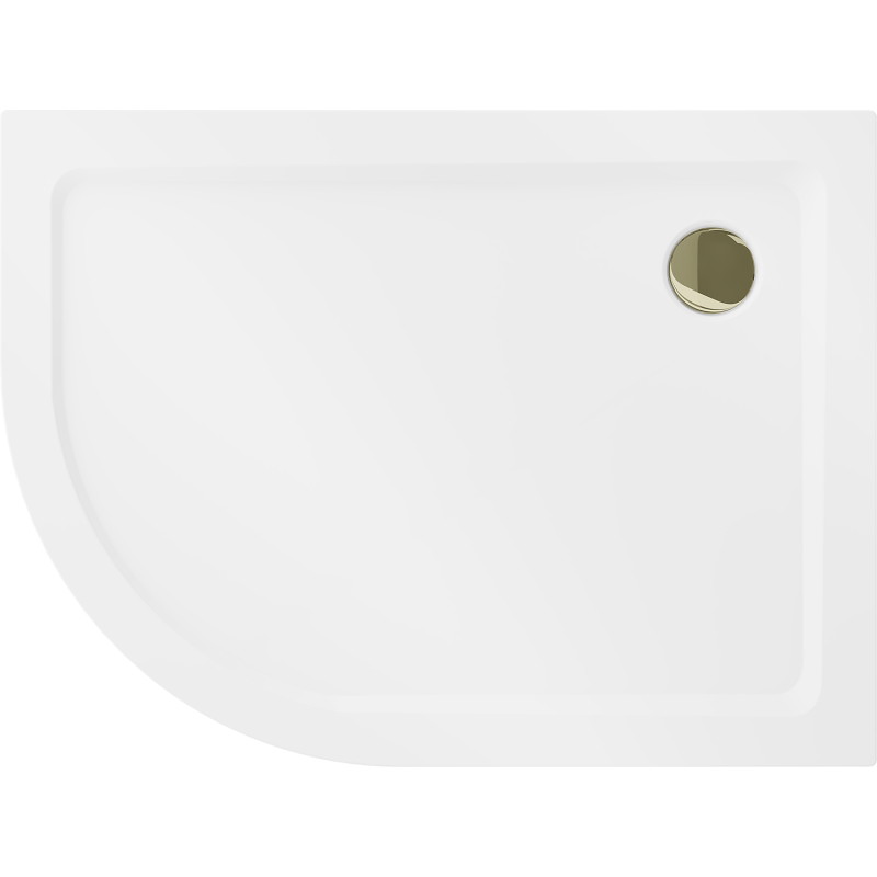 Mexen Flat štvrťkruhový sprchovací kút slim pravý 120 x 80 cm, biely, zlatý sifón - 41108012P-G