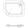 Mexen Flat sprchová vanička polkruhová slim pravá 120 x 90 cm, biela, sifón zlatý - 41109012P-G