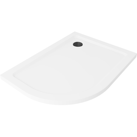 Mexen Flat sprchová vanička polkruhová slim pravá 100 x 80 cm, biela, sifón čierny - 41108010P-B