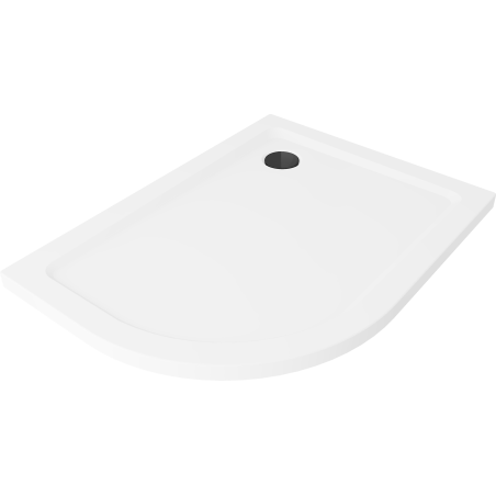 Mexen Flat sprchová vanička polkruhová slim pravá 100 x 90 cm, biela, sifón čierny - 41109010P-B