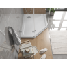 Mexen Flat päťuholníkový sprchový kút slim pravý 90 x 80 cm, biely, sifón chróm - 41P108090R