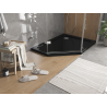 Mexen Flat štvrťkruhový sprchový kút slim pravý 90 x 80 cm, čierny, sifón chróm - 41P708090R