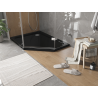 Mexen Flat päťuholníkový sprchový kút slim ľavý 100 x 90 cm, čierny, sifón chróm - 41P709010L