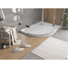 Mexen Flat polkruhový sprchový kút slim pravý 120 x 80 cm, biely, čierny sifón - 41108012P-B