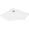 Mexen Flat päťuholníkový sprchový kút slim 80 x 80 cm, biely, zlatý sifón - 41P108080-G