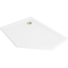 Mexen Flat slim päťuholníkový sprchový kút ľavý 90 x 80 cm, biely, sifón zlatý - 41P108090L-G