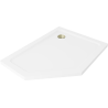 Mexen Flat päťstranná sprchová vanička slim pravá 100 x 80 cm, biela, sifón zlatý - 41P108010R-G
