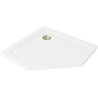 Mexen Flat štvorec slim sprchovací vanička 90 x 90 cm, biela, zlatý sifón - 41P109090-G