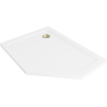 Mexen Flat päťuholníkový sprchový kút slim ľavý 100 x 90 cm, biely, sifón zlatý - 41P109010L-G