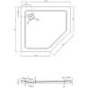 Mexen Flat pentagónový sprchový kút slim ľavý 100 x 90 cm, čierny, sifón zlatý - 41P709010L-G