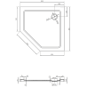 Mexen Flat päťuholníkový sprchový kút slim 80 x 80 cm, biely, čierny sifón - 41P108080-B