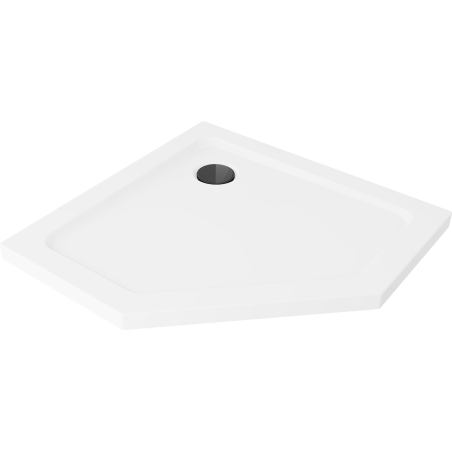 Mexen Flat päťuholníkový sprchový kút slim 80 x 80 cm, biely, čierny sifón - 41P108080-B