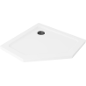 Mexen Flat päťuholníkový sprchový kút slim 80 x 80 cm, biely, čierny sifón - 41P108080-B