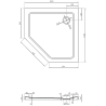 Mexen Flat pätuholníková sprchová vanička slim 100 x 100 cm, biela, sifón čierny - 41P101010-B