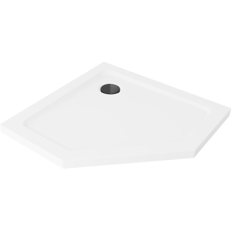 Mexen Flat pätuholníková sprchová vanička slim 100 x 100 cm, biela, sifón čierny - 41P101010-B