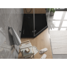 Mexen Flat päťuholníkový sprchový kút slim pravý 90 x 80 cm, čierny, sifón čierny - 41P708090R-B