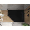 Mexen Flat päťuholníkový sprchový kút slim pravý 90 x 80 cm, čierny, sifón čierny - 41P708090R-B