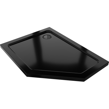 Mexen Flat sprchová vanička päťuholníková slim ľavá 100 x 80 cm, čierna, sifón čierny - 41P708010L-B