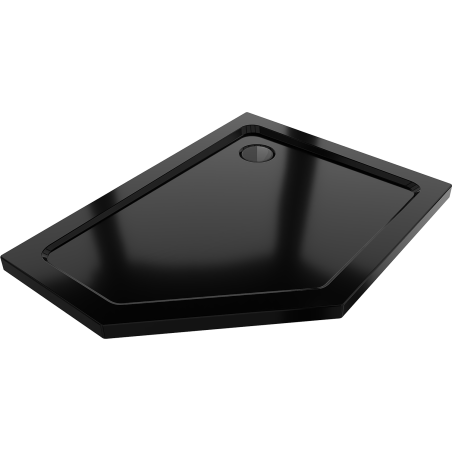 Mexen Flat brodzik päťuholníkový slim pravý 100 x 80 cm, čierny, sifón čierny - 41P708010R-B