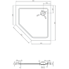 Mexen Flat päťuholníkový sprchový kút slim 90 x 90 cm, čierny, čierny sifón - 41P709090-B