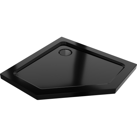 Mexen Flat päťuholníkový sprchový kút slim 90 x 90 cm, čierny, čierny sifón - 41P709090-B