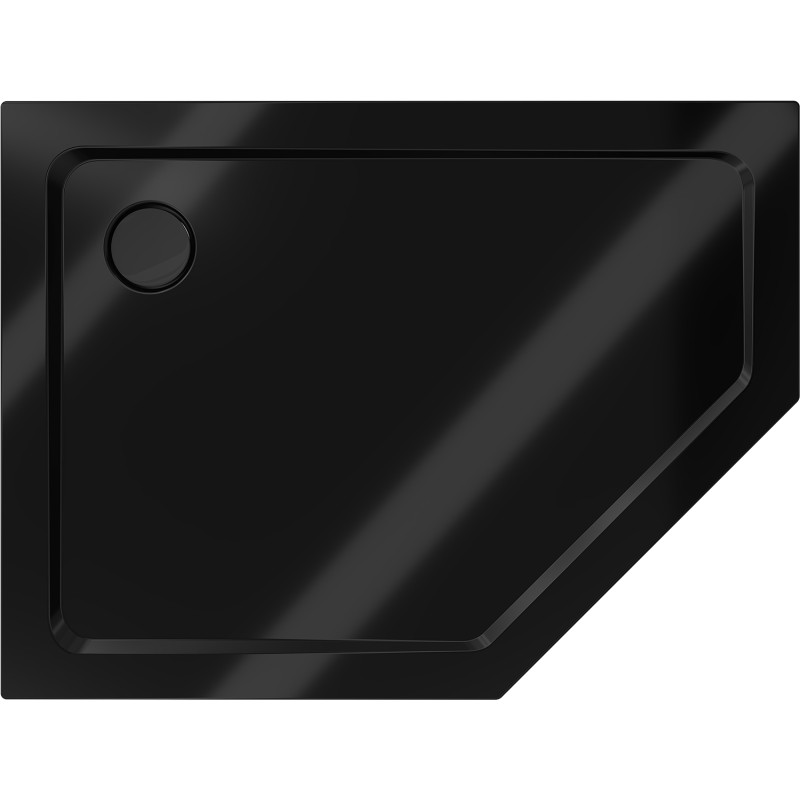 Mexen Flat štvorecový sprchový kút slim ľavý 100 x 90 cm, čierny, sifón čierny - 41P709010L-B