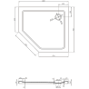 Mexen Flat päťuholníkový sprchovací kút slim pravý 100 x 90 cm, čierny, sifón čierny - 41P709010R-B