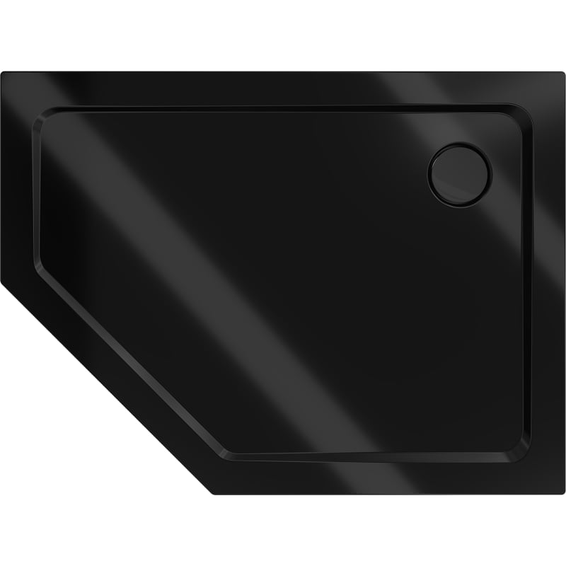 Mexen Flat päťuholníkový sprchovací kút slim pravý 100 x 90 cm, čierny, sifón čierny - 41P709010R-B
