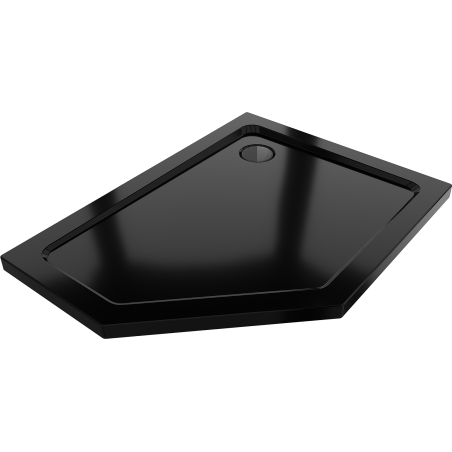 Mexen Flat päťuholníkový sprchovací kút slim pravý 100 x 90 cm, čierny, sifón čierny - 41P709010R-B