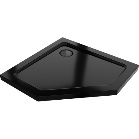 Mexen Flat päťuholníkový sprchový kút slim 100 x 100 cm, čierny, čierny sifón - 41P701010-B