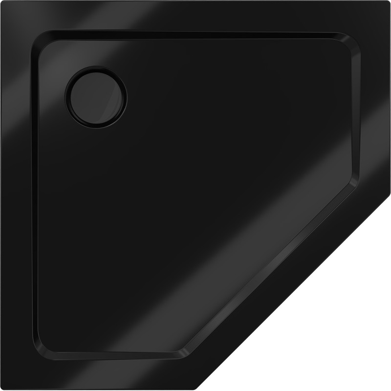 Mexen Flat päťuholníkový sprchový kút slim 100 x 100 cm, čierny, čierny sifón - 41P701010-B
